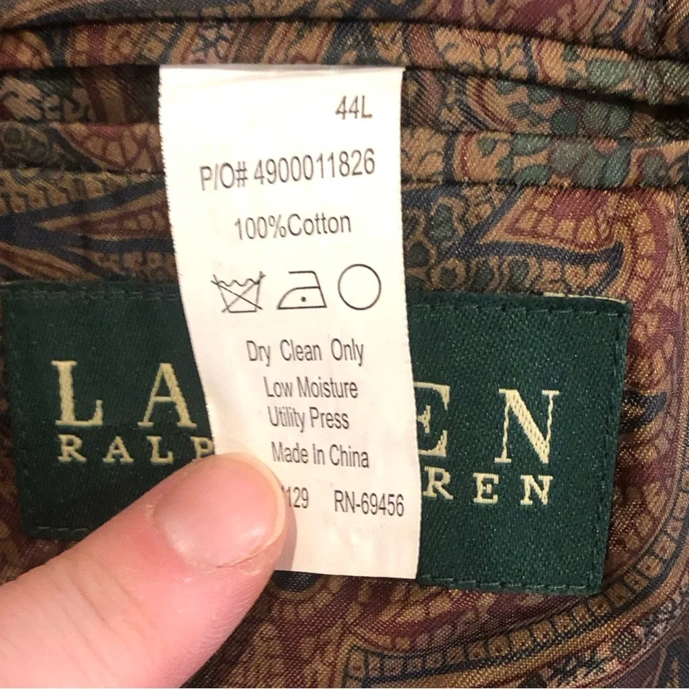 RALPH LAUREN Corduroy Blazer With Elbow Patches Paisley Lining 44LONG